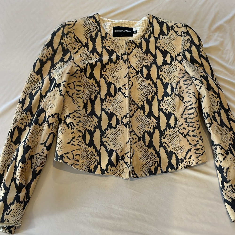 Giorgio Armani snack print suede jacket